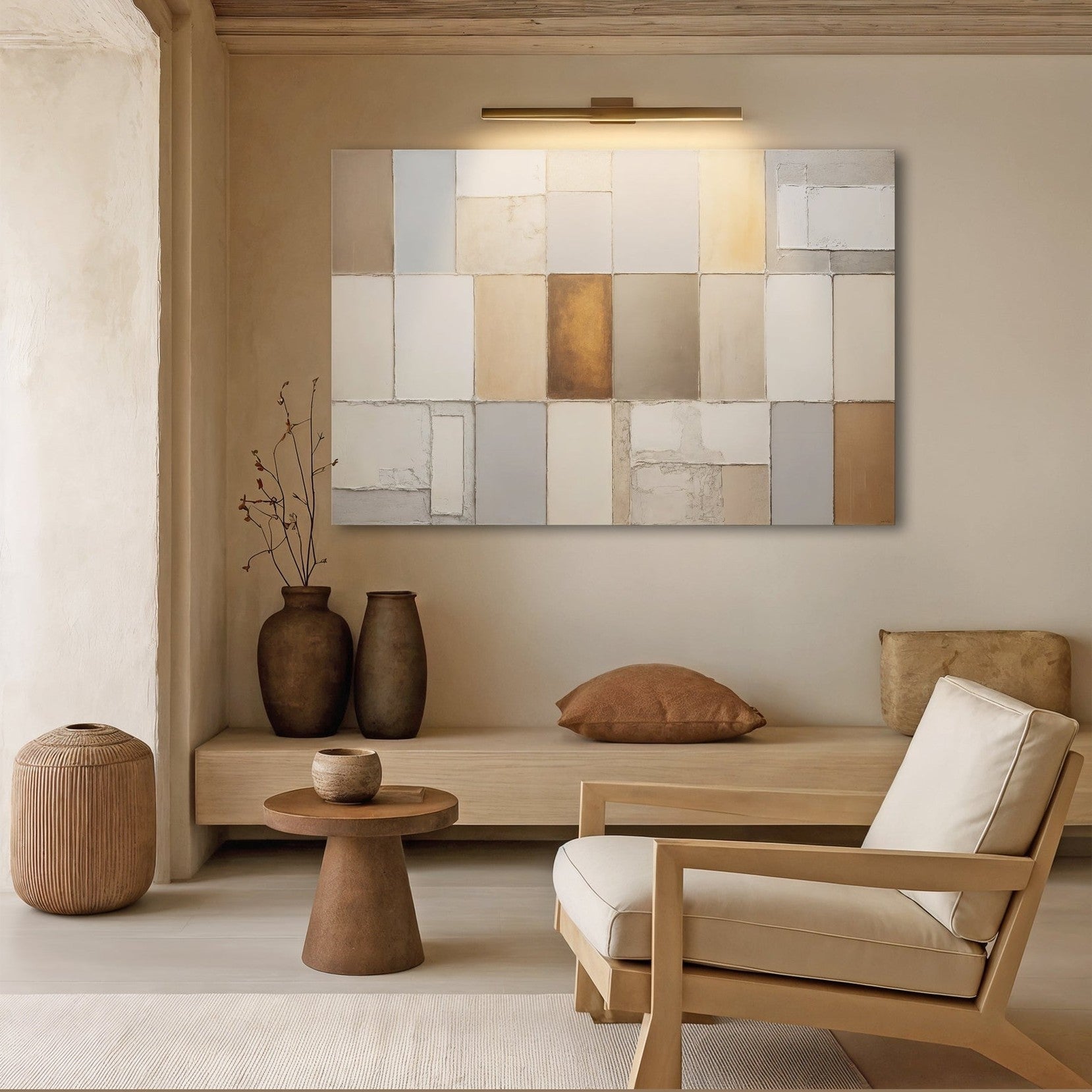 Earth Tones Patchwork Geometric Wall Art