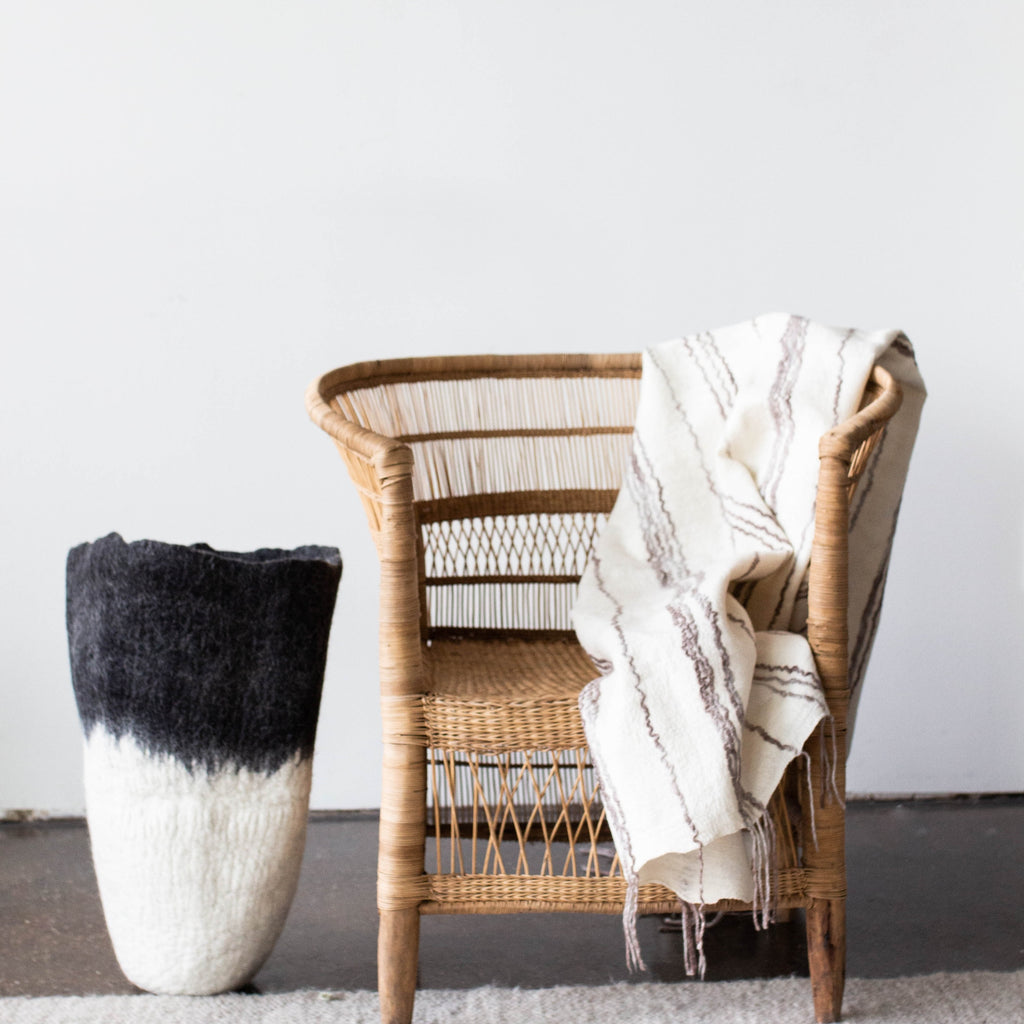 Eclipse Black & White Wool Floor Vase