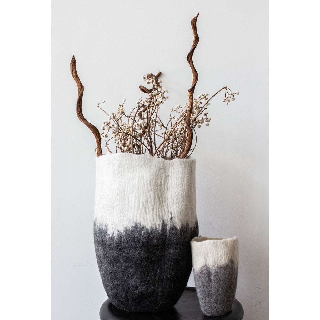 Eclipse Black & White Wool Floor Vase