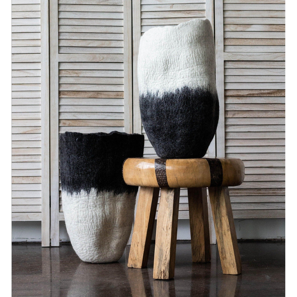 Eclipse Black & White Wool Floor Vase