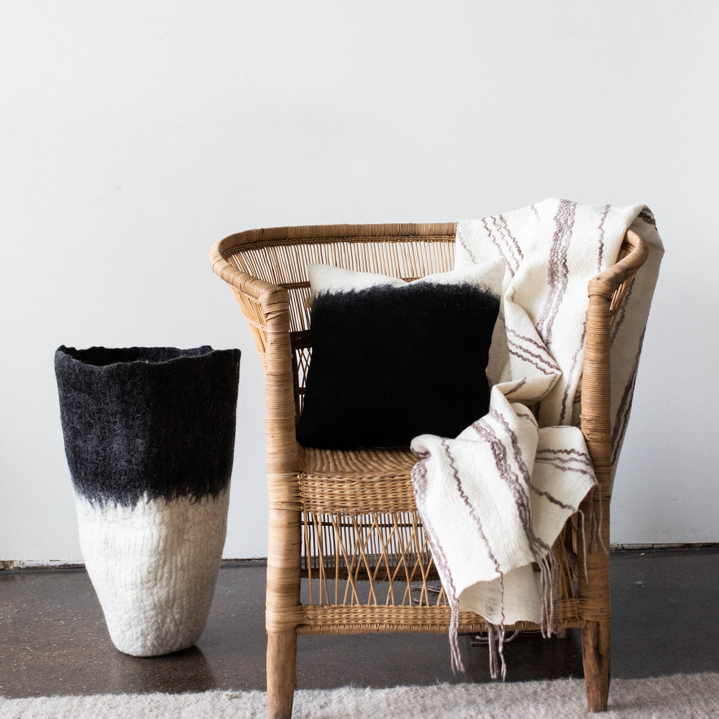 Eclipse Black & White Wool Floor Vase