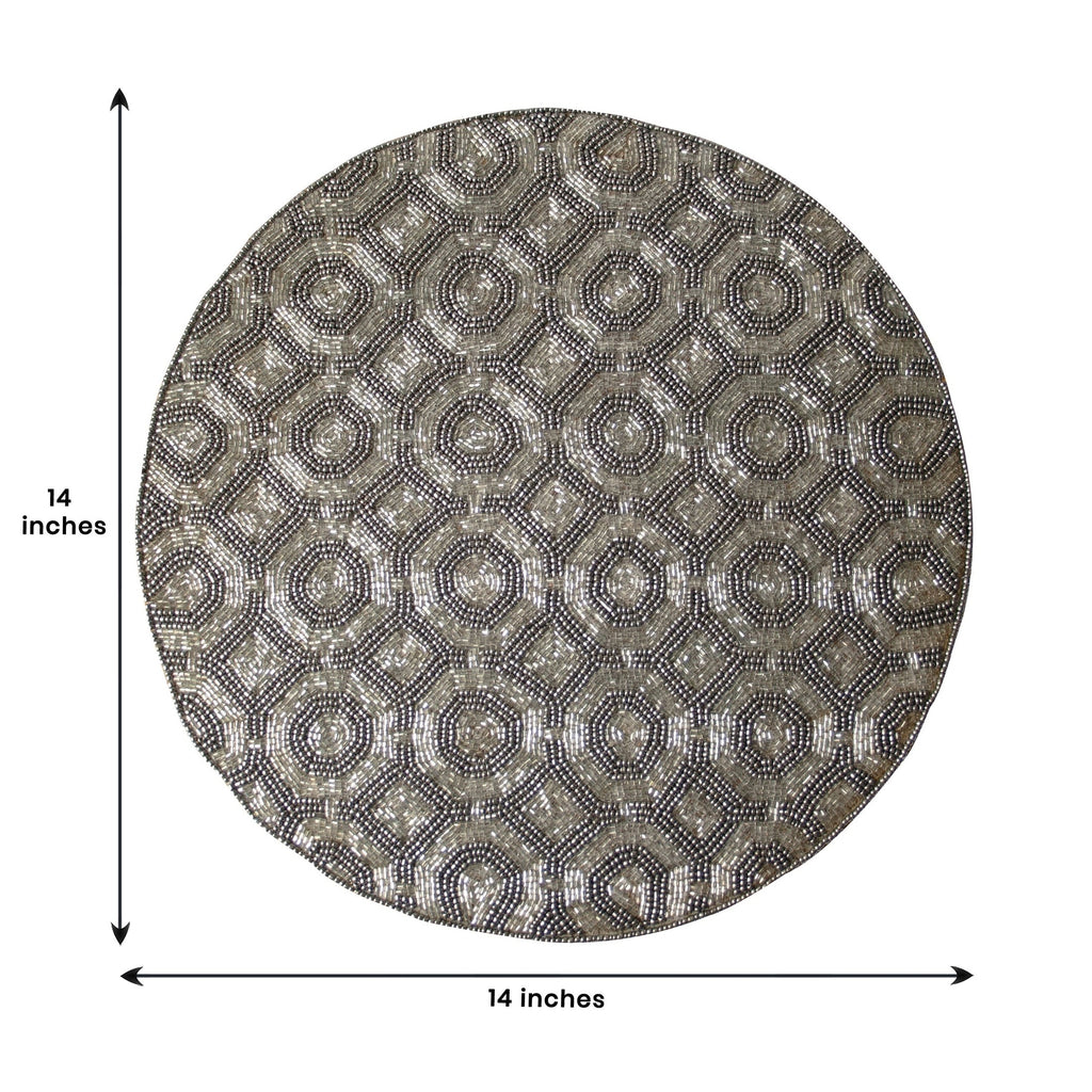 Elegant Beaded Round Placemats For Dining | Decozen