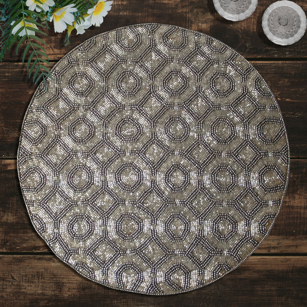 Elegant Beaded Round Placemats For Dining | Decozen