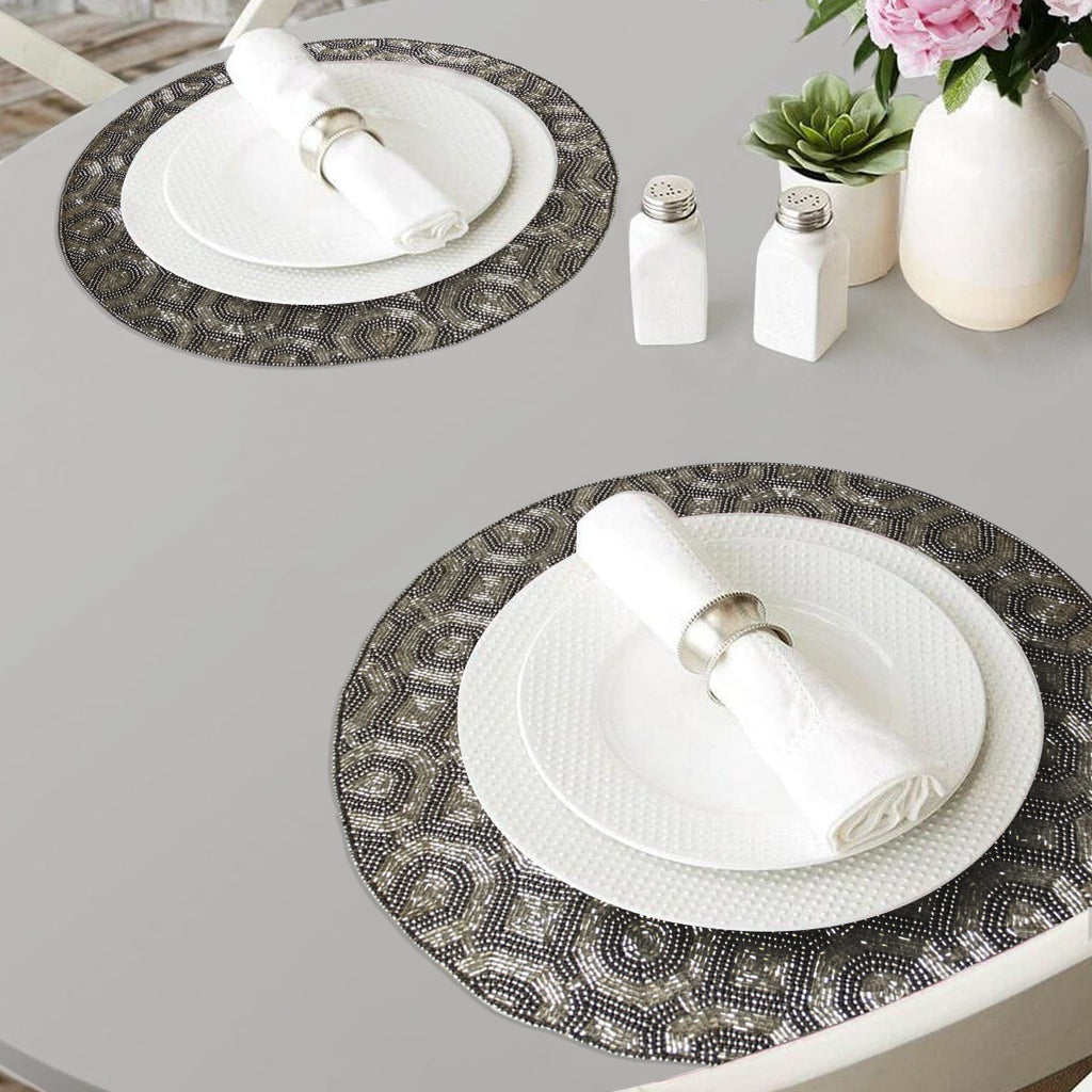 Elegant Beaded Round Placemats For Dining | Decozen