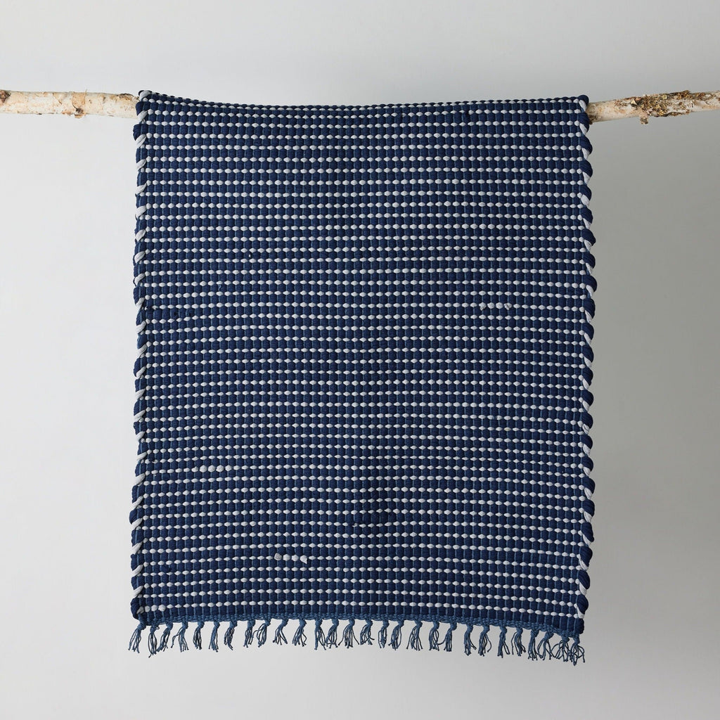 Riverweave Navy Blue Hand-Loomed Cotton Mat