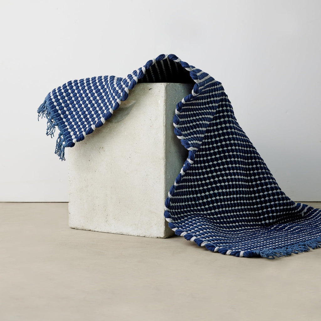 Riverweave Navy Blue Hand-Loomed Cotton Mat