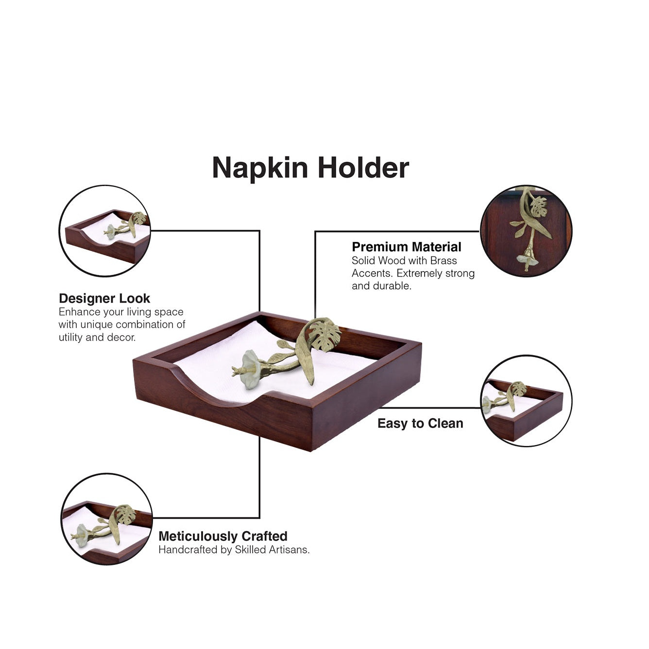 Elegant Handcrafted Solid Wood Napkin Holder | Decozen