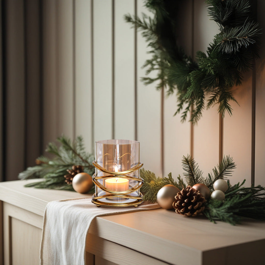 Elegant Swirl Design Glass Candle Holder | Decozen