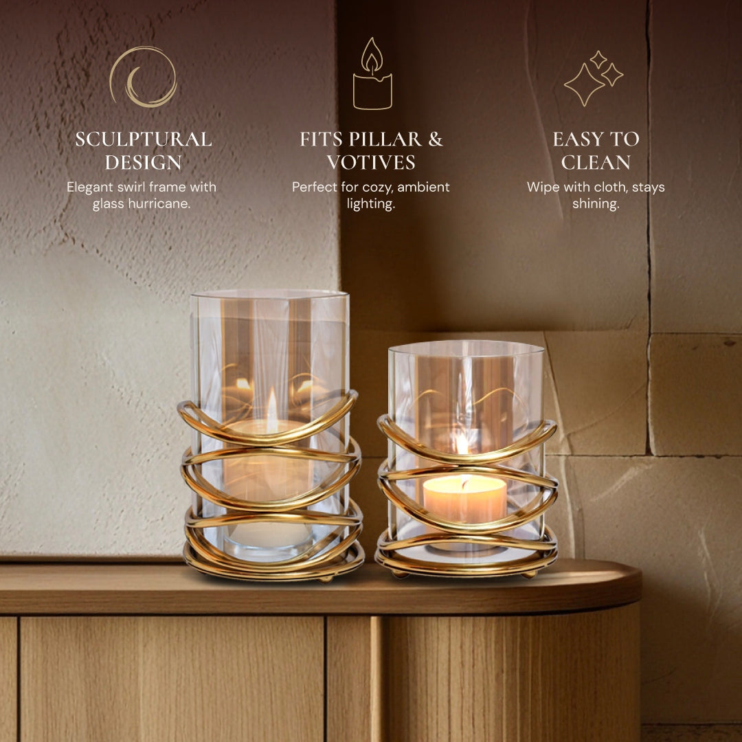 Elegant Swirl Design Glass Candle Holder | Decozen