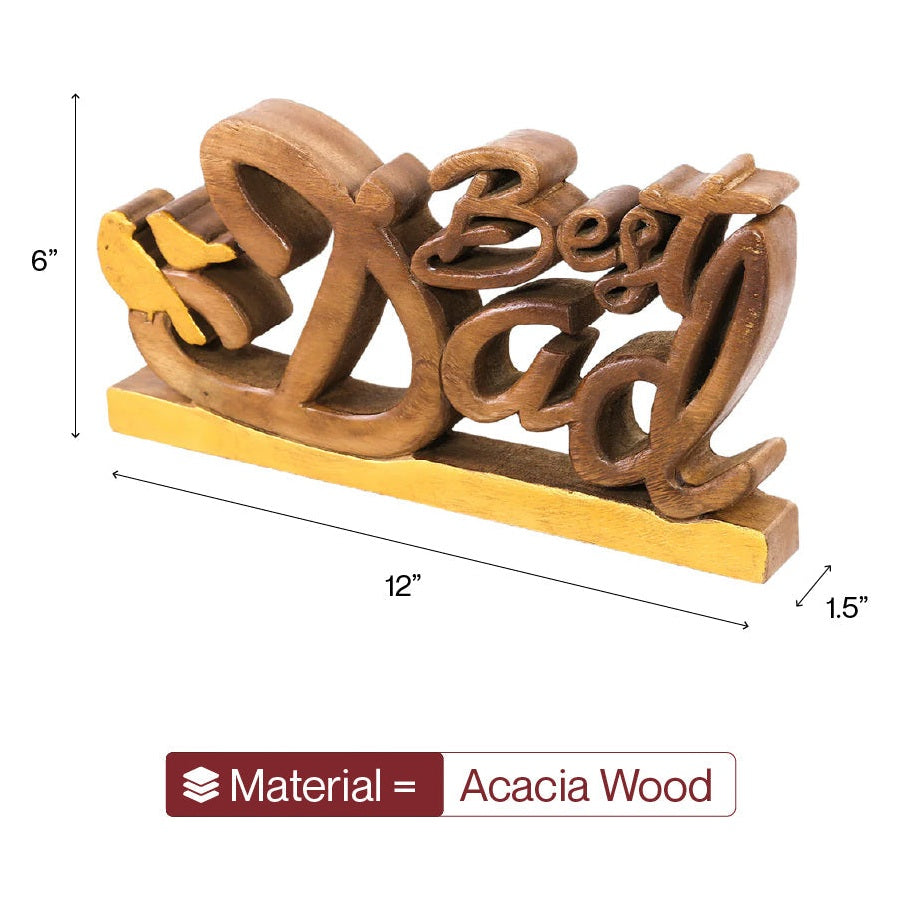 Ellynn Greatest Dad – Hand Carved Wooden Sculpture, Handmade Father’s Day Gift Art