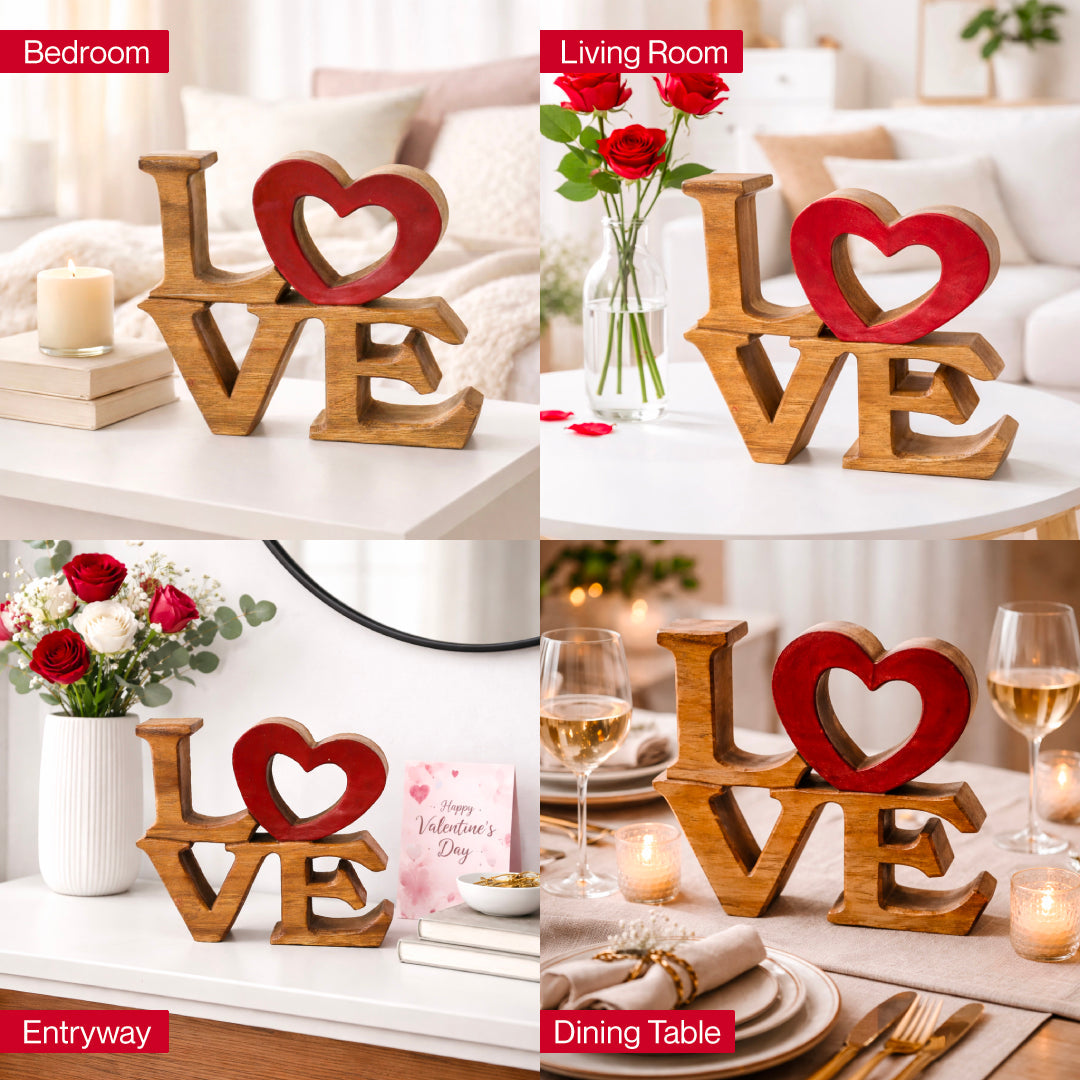 Elmija Enduring Love – Hand-Carved Wooden Sculpture, Handmade Decorative Home Art