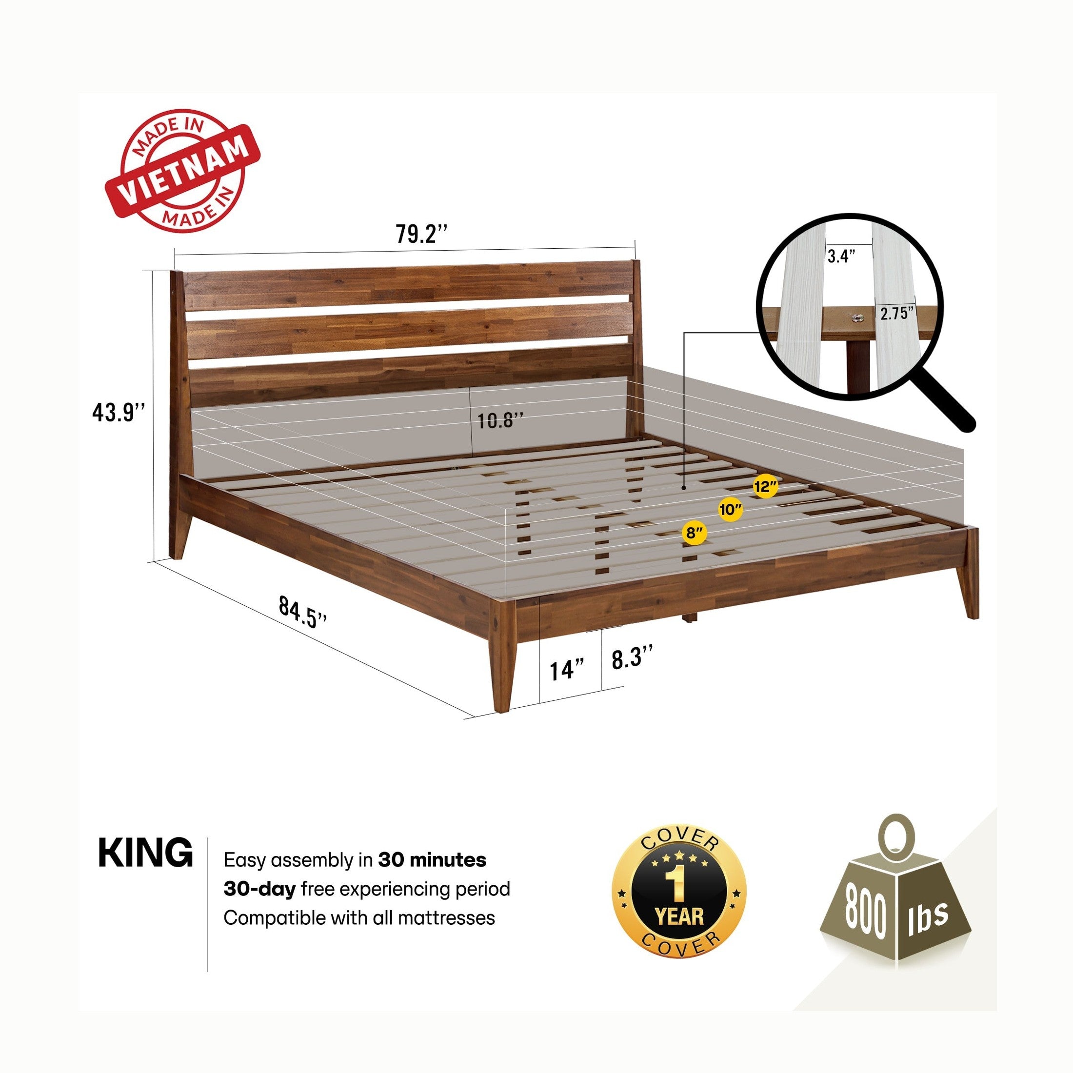 Emery Solid Wood Bed Frame