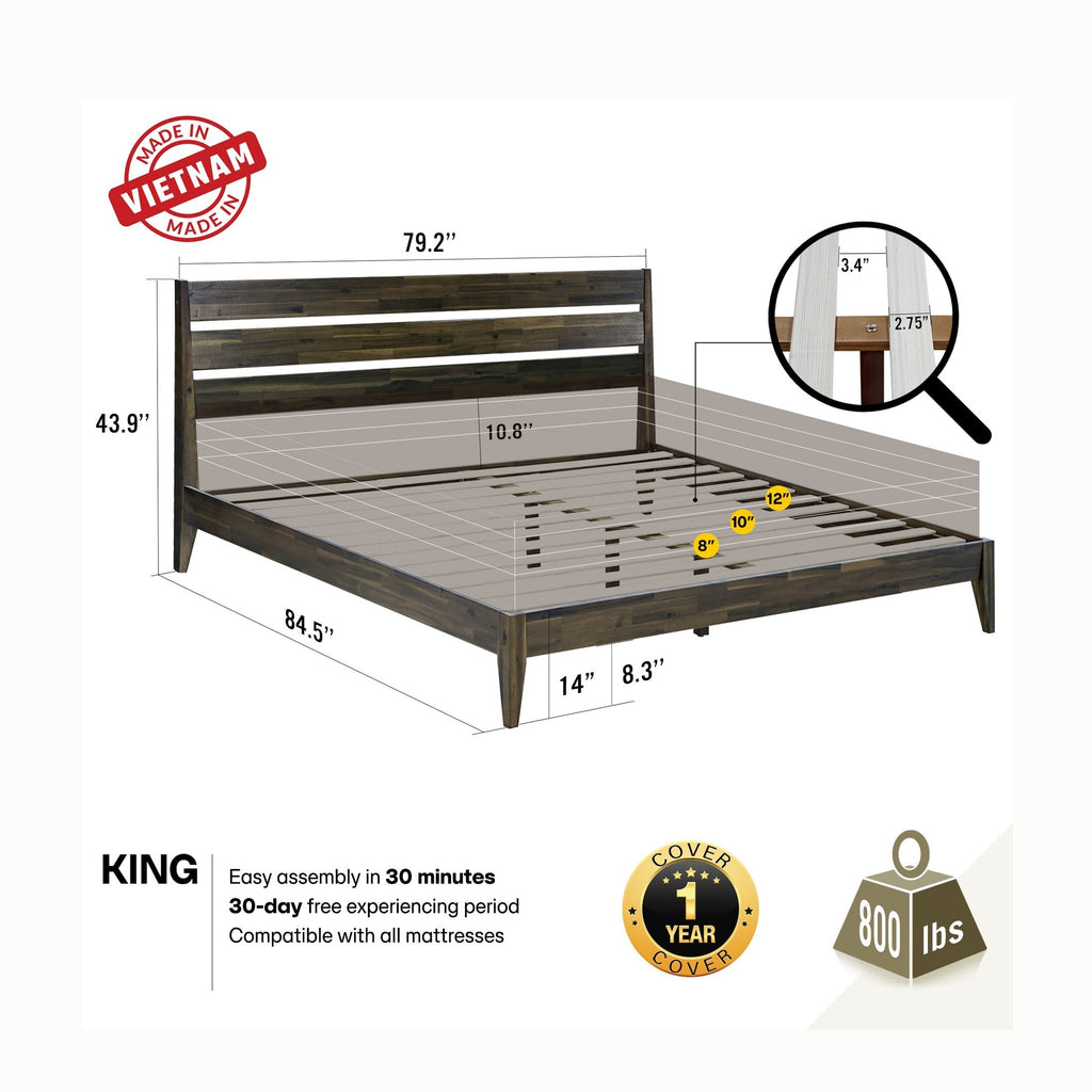 Emery Solid Wood Bed Frame