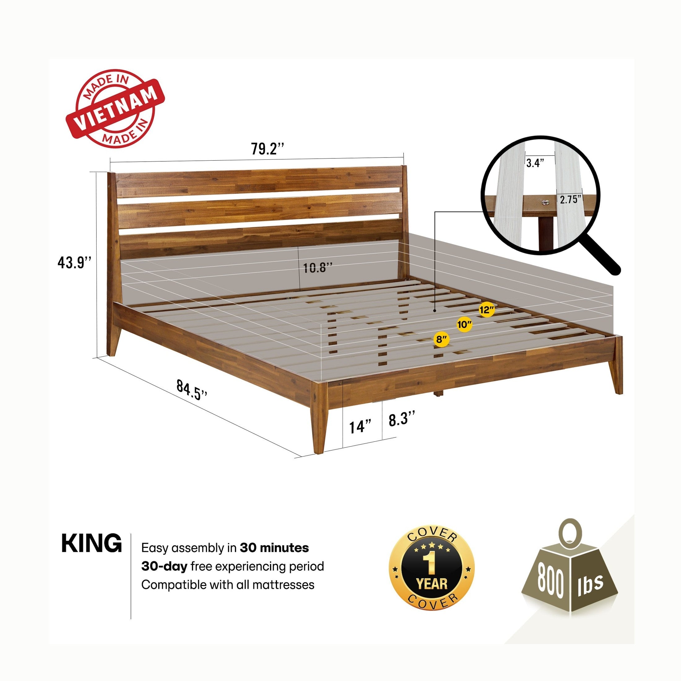 Emery Solid Wood Bed Frame