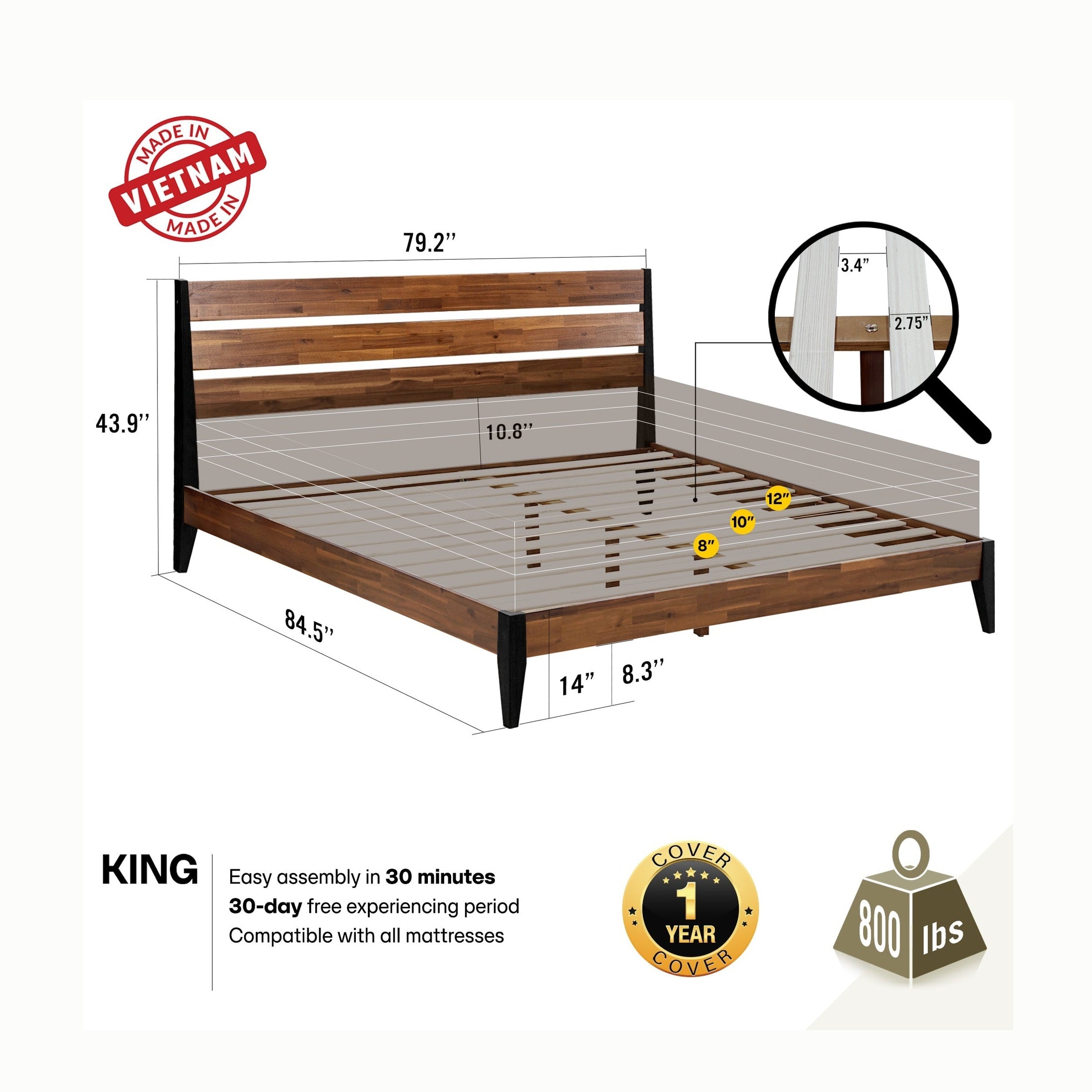 Emery Solid Wood Bed Frame