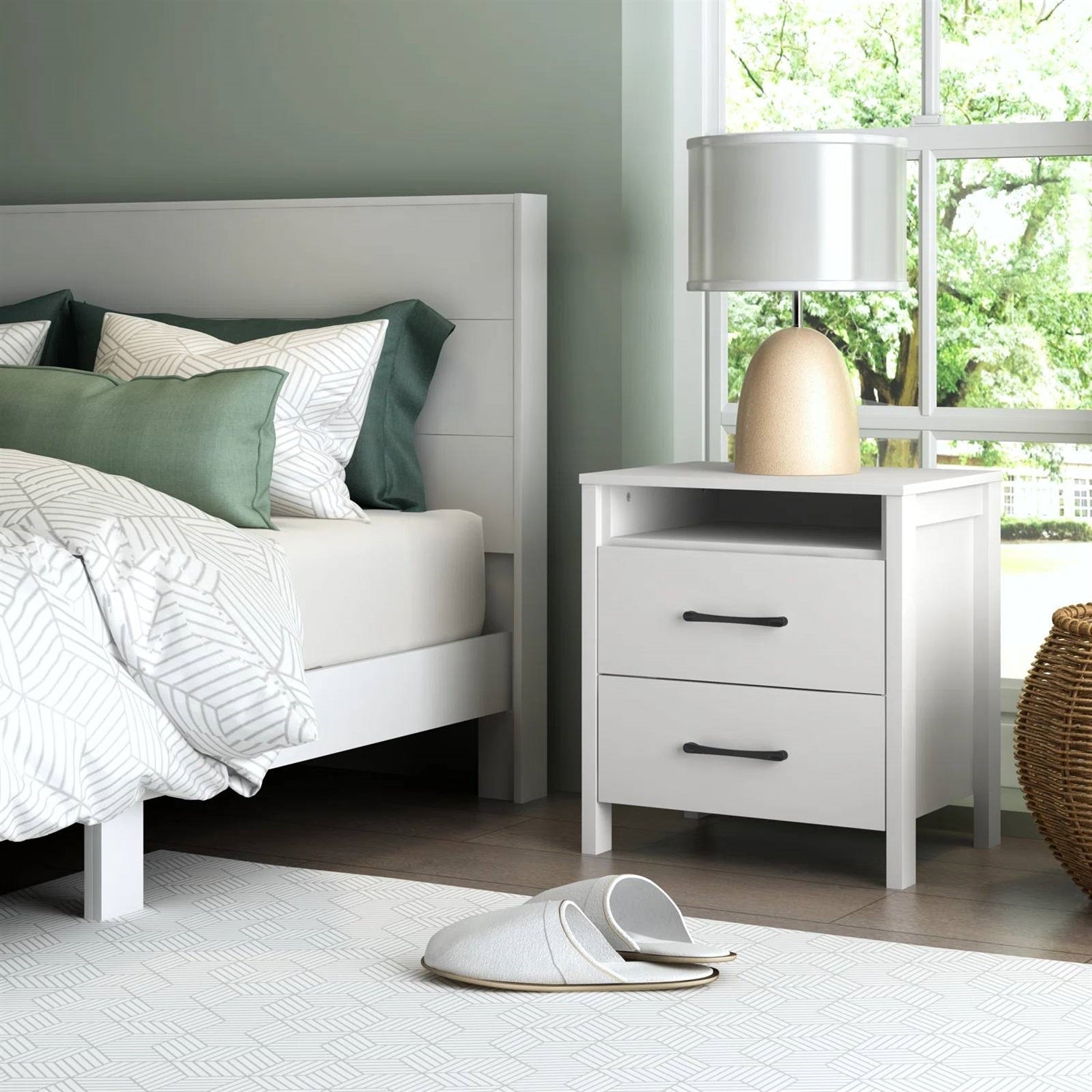 Engineered Wood Bedside Table 2-Drawer | HomePacific