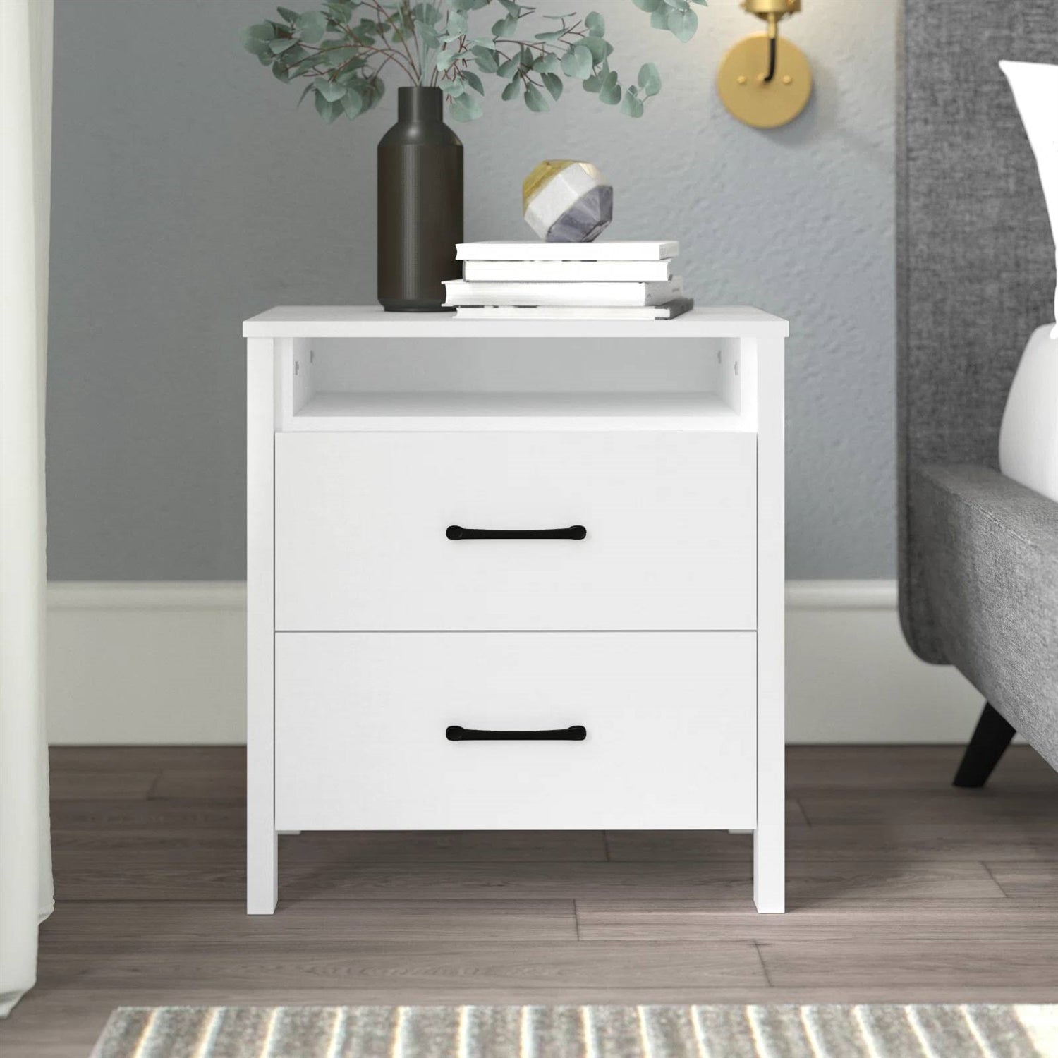 Engineered Wood Bedside Table 2-Drawer | HomePacific