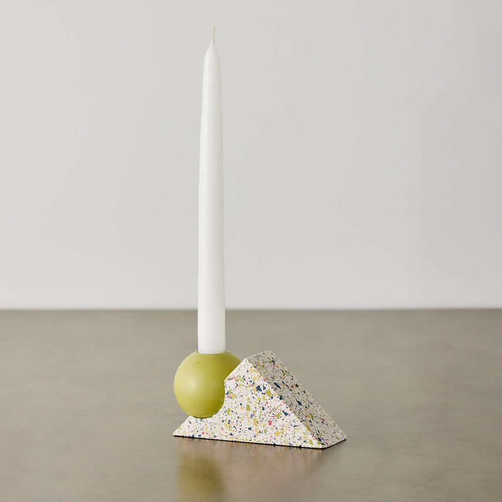Equilibrium Bright Green & Pink Terrazzo Taper Candle Holder