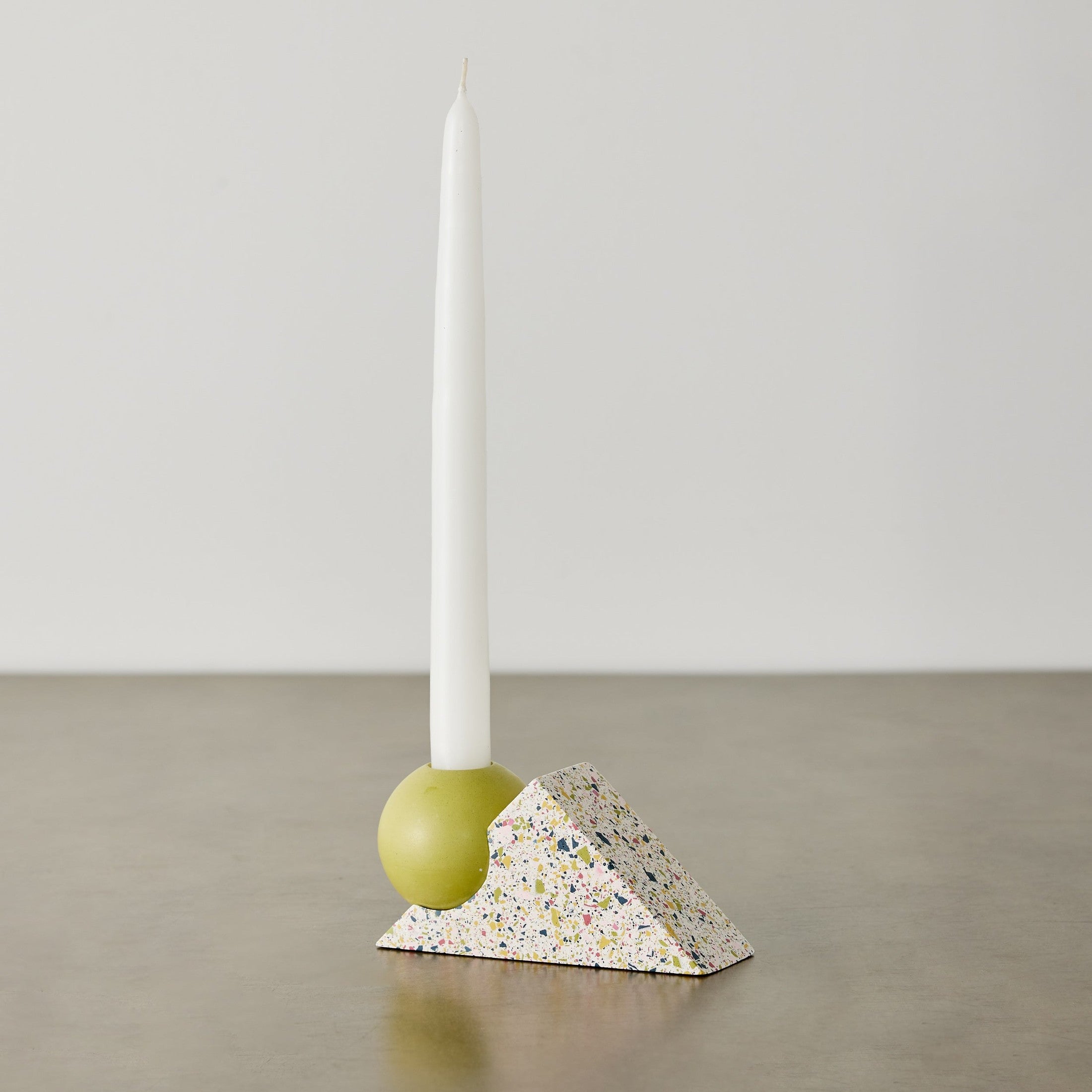 Equilibrium Bright Green & Pink Terrazzo Taper Candle Holder