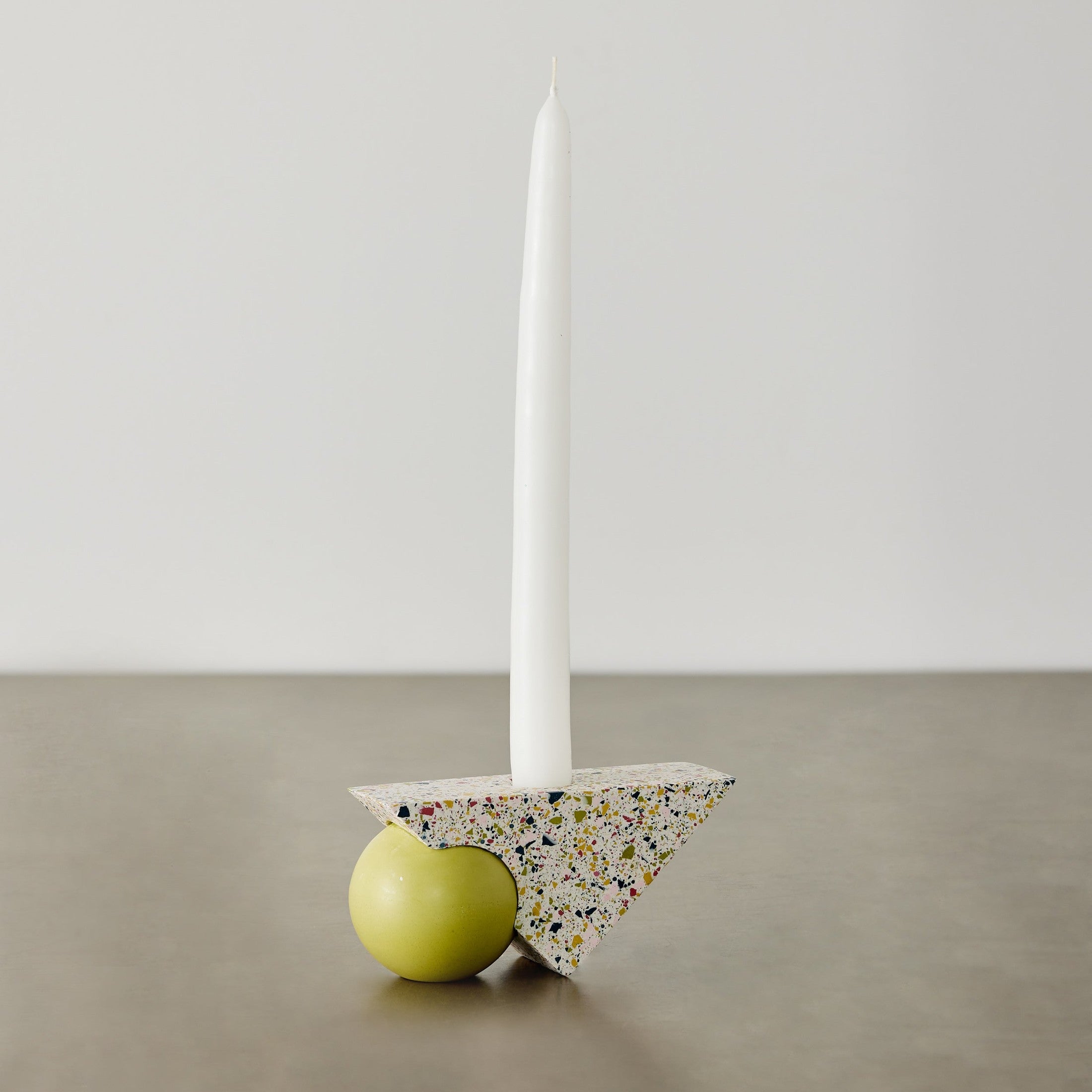 Equilibrium Bright Green & Pink Terrazzo Taper Candle Holder