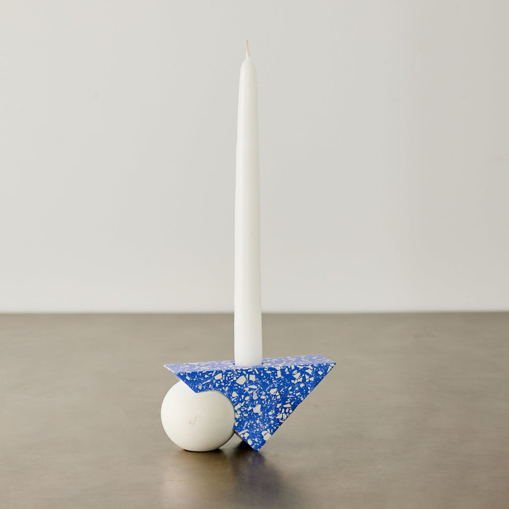 Equilibrium Cobalt Blue Terrazzo Taper Candle Holder