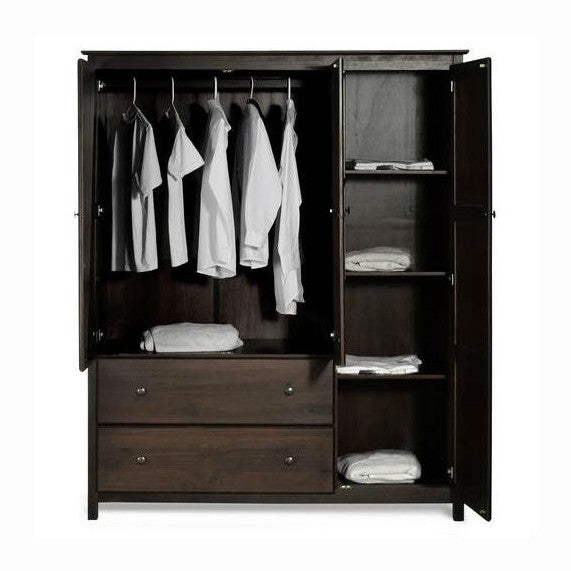 Espresso Wardrobe 3-Door | Sturdy Shaker Style Cabinet by HomePacific