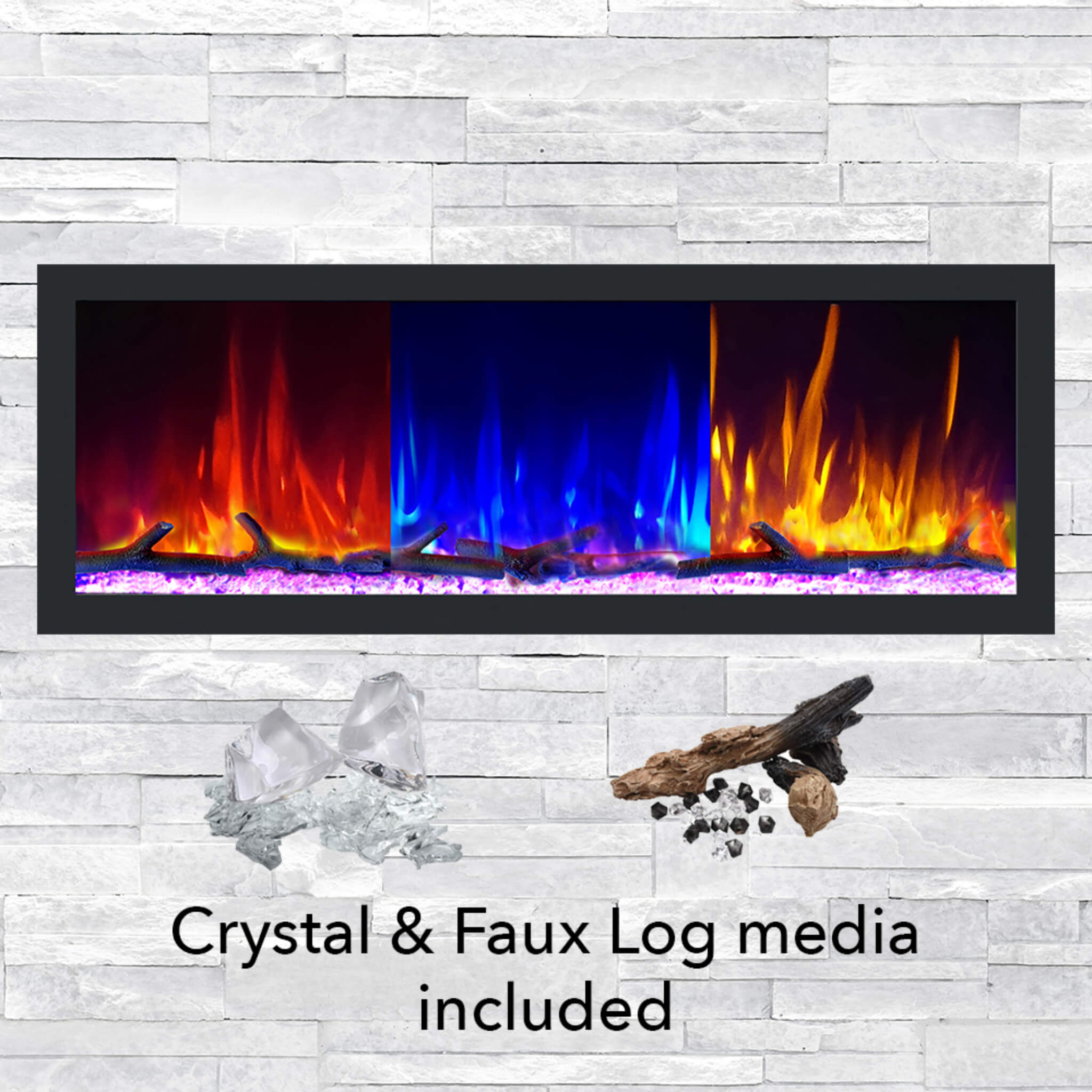 Extraordinary Hyperfunctional Rectilinear Electric Fireplace FrontFacing | SAKSBY WHOLESALE