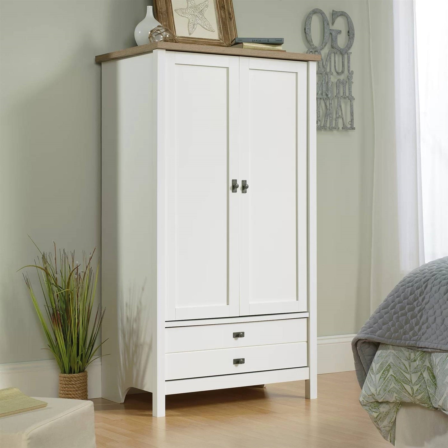 Farmhouse Bedroom Armoire Cabinet With Drawer | Enhanced Storage by HomePacific