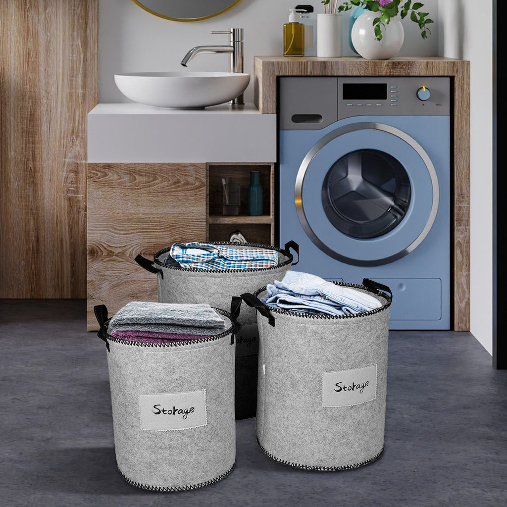 Felt Laundry Hampers Set of 3 | Decozen Durable Storage