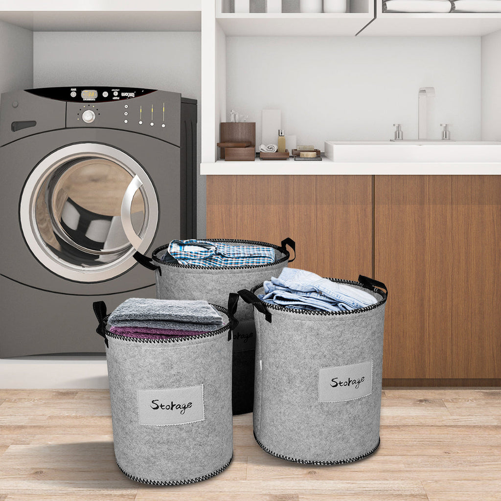 Felt Laundry Hampers Set of 3 | Decozen Durable Storage