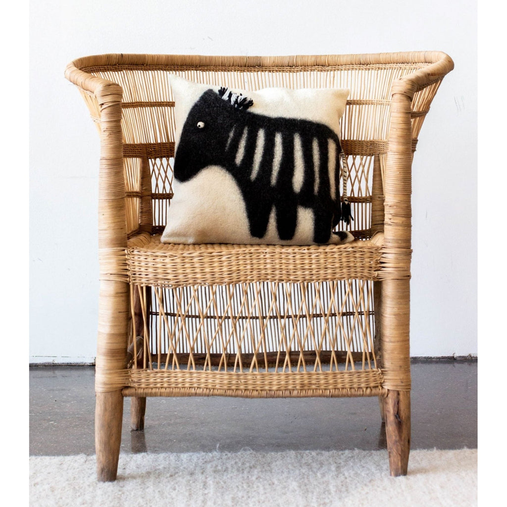 Felted Wool Zebra Throw Pillow