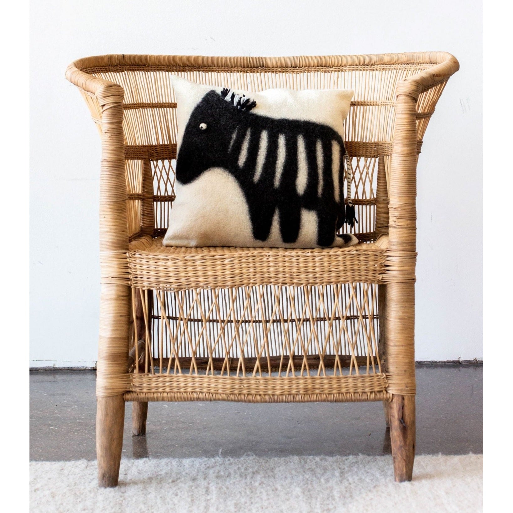 Felted Wool Zebra Throw Pillow