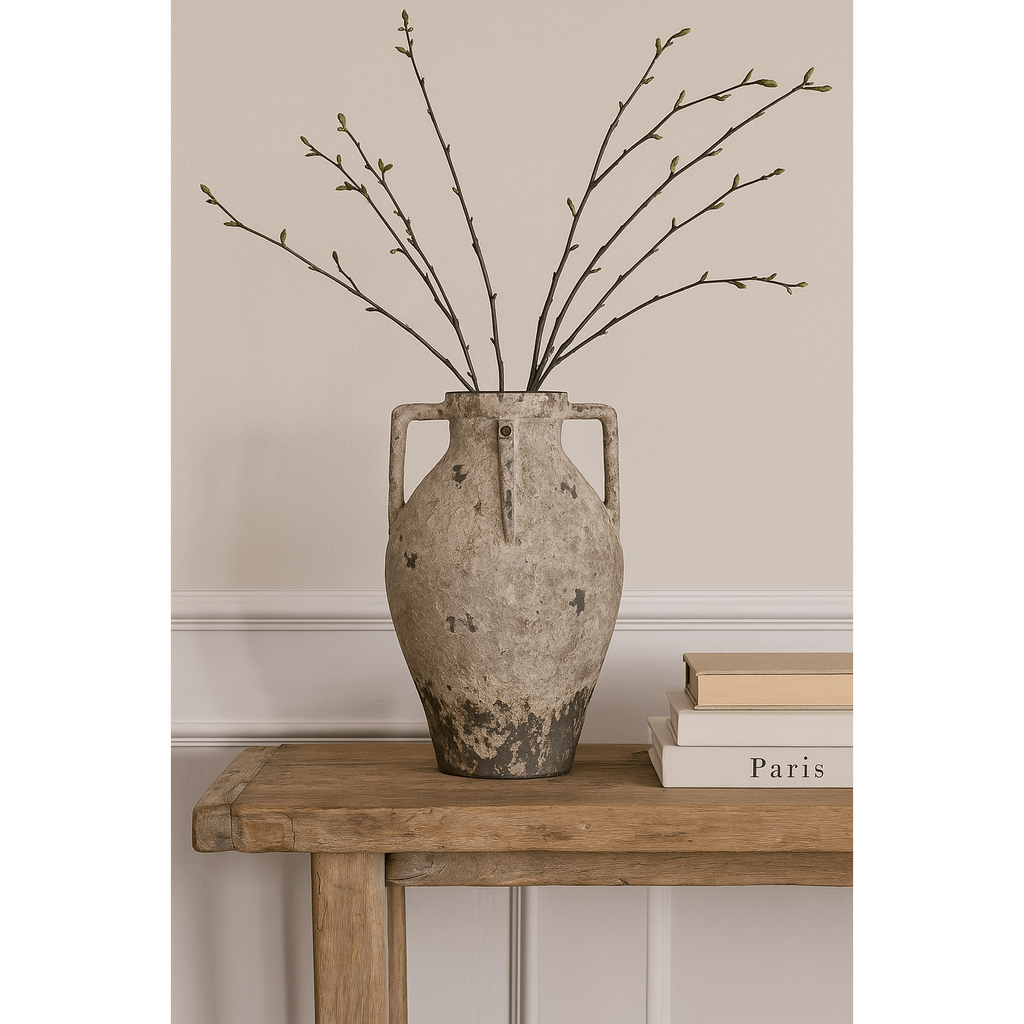 Found Metal Urn with Handles – Vintage-Inspired