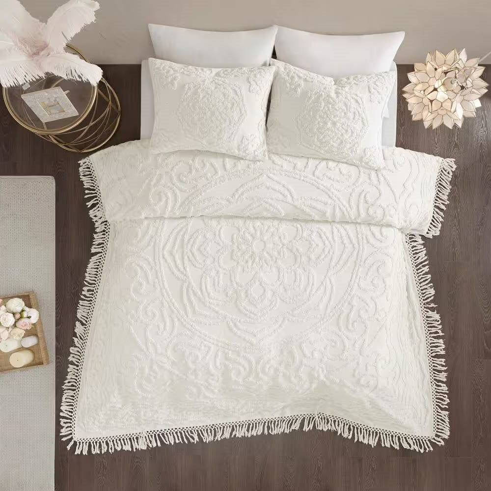 Fringe Hem Cotton Chenille Bedspread King | HomePacific