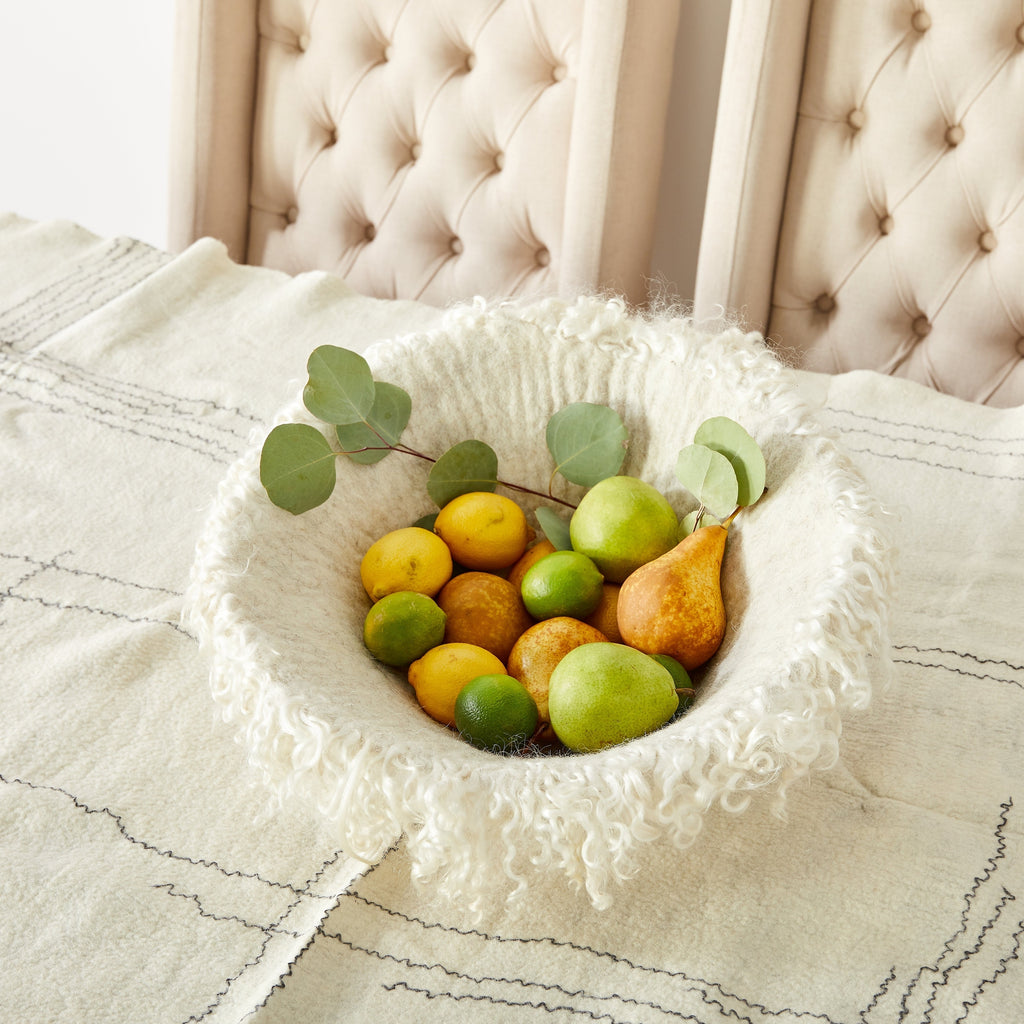 Fringed Skirt Decorative Wool Natural Bowl