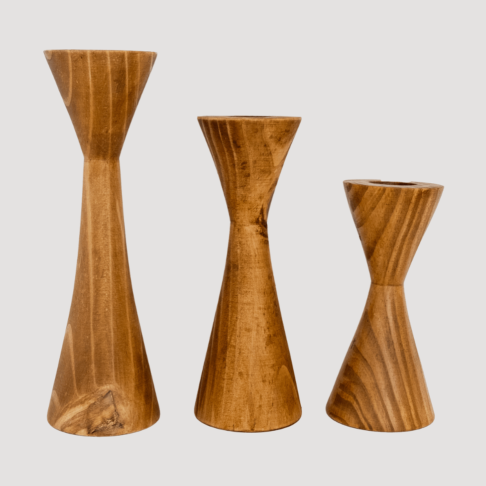 Geo Tealight Wooden Candle Holder White, Black, Natural