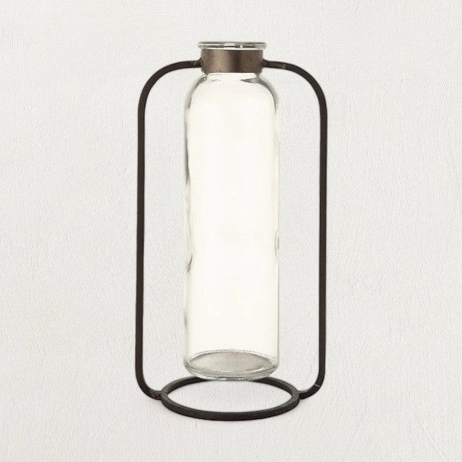 Glass Bud Vase in Metal Stand