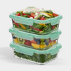 Glass Containers with Flexible Silicone Lids - Set of 3