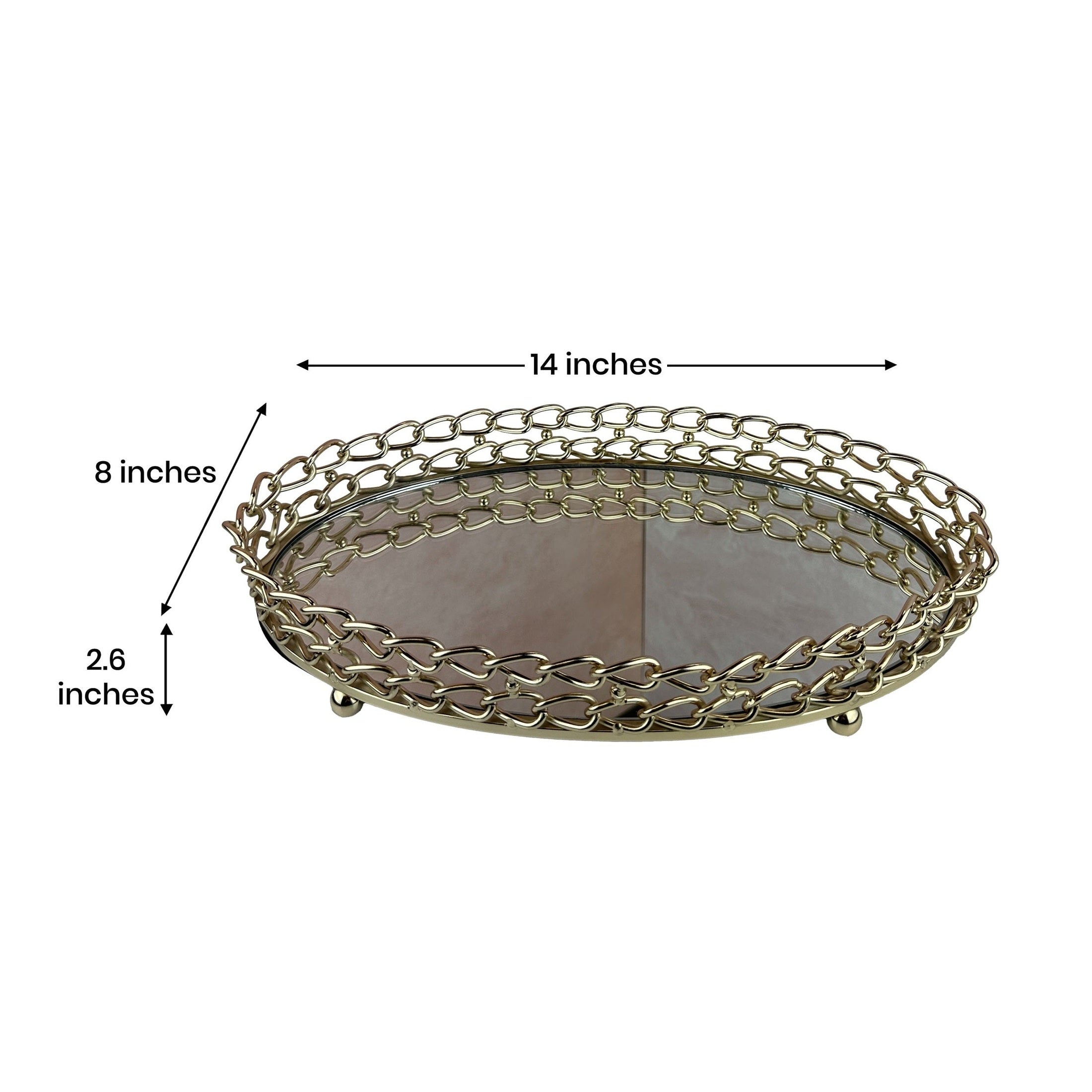 Glass Serving Tray with Dual Link Chain Design