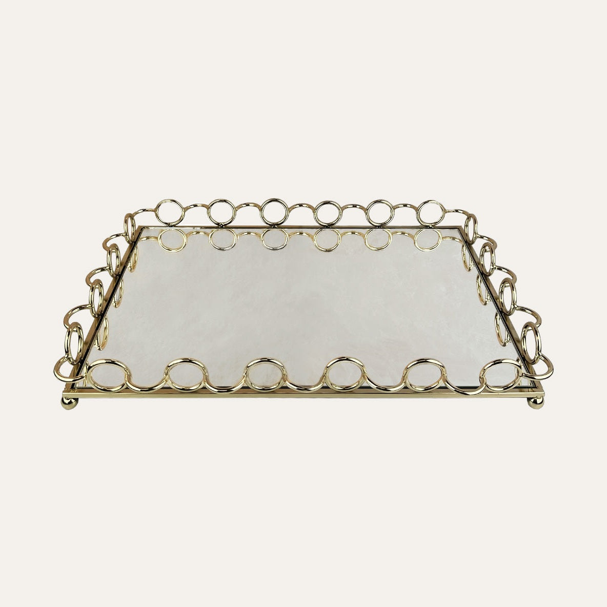 Glass Serving Tray with Ring Accents Design