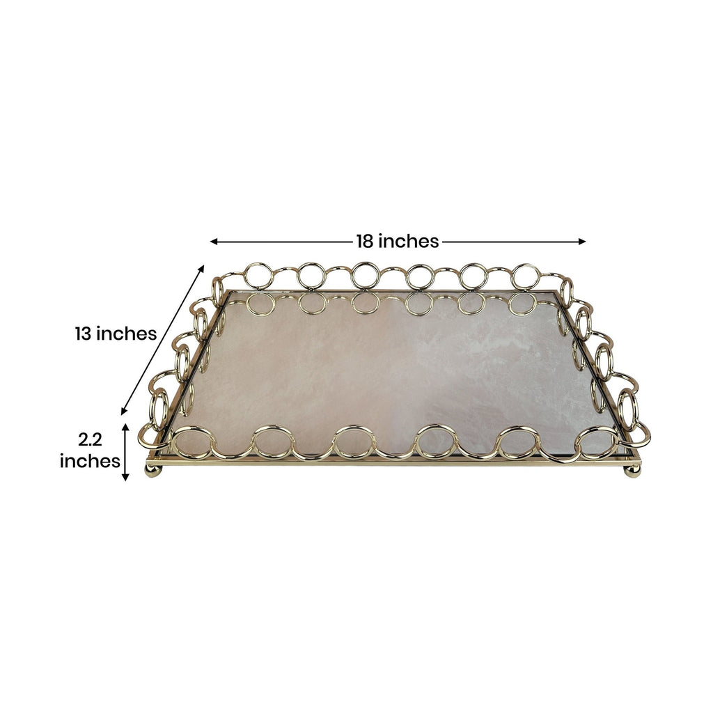 Glass Serving Tray with Ring Accents Design