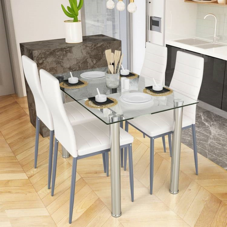 Glass Top Dining Set 5-Piece | Rust Resistant Steel Frame by HomePacific