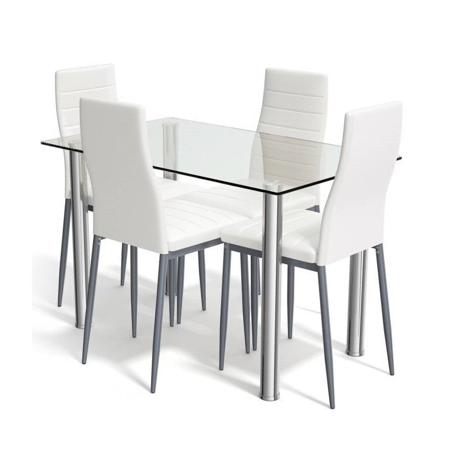 Glass Top Dining Set 5-Piece | Rust Resistant Steel Frame by HomePacific
