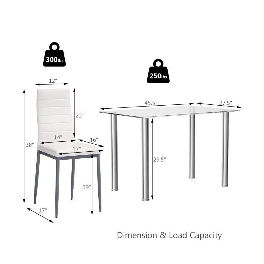 Glass Top Dining Set 5-Piece | Rust Resistant Steel Frame by HomePacific