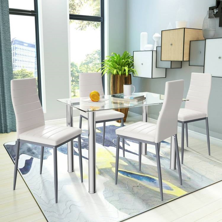 Glass Top Dining Set 5-Piece | Rust Resistant Steel Frame by HomePacific