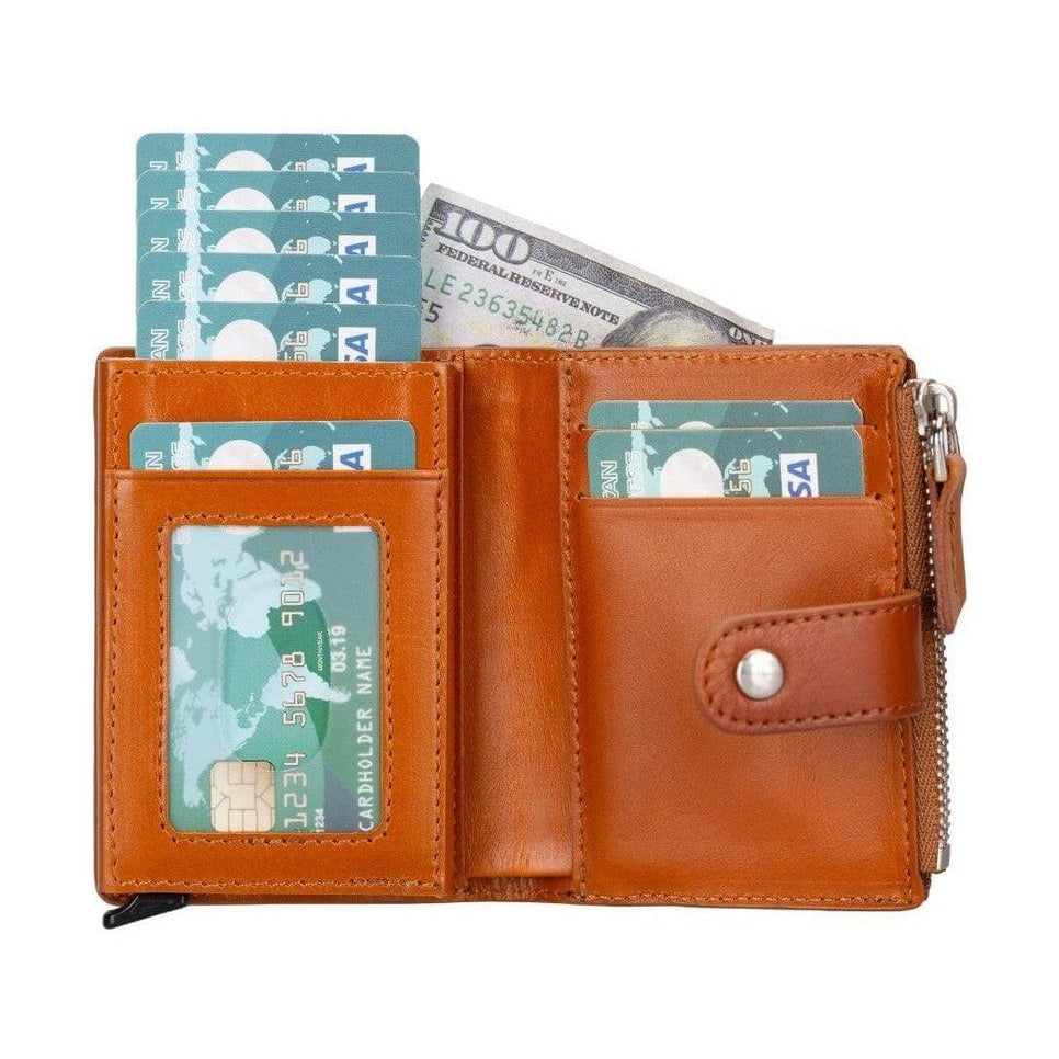 Glenrock Genuine Cowhide Leather Pop Up Card Holder Wallet