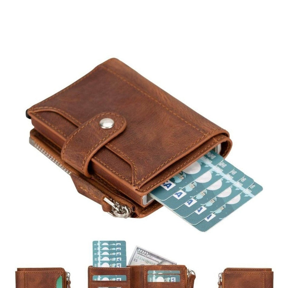 Glenrock Genuine Cowhide Leather Pop Up Card Holder Wallet