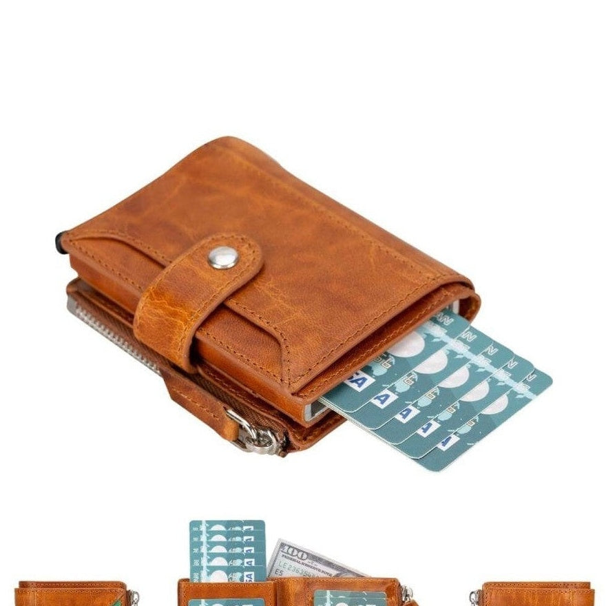 Glenrock Genuine Cowhide Leather Pop Up Card Holder Wallet