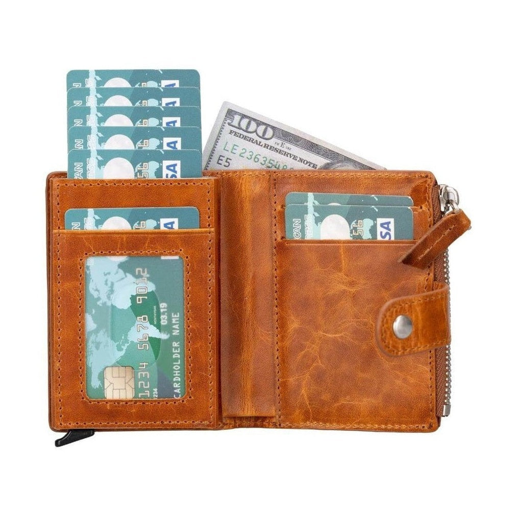 Glenrock Genuine Cowhide Leather Pop Up Card Holder Wallet
