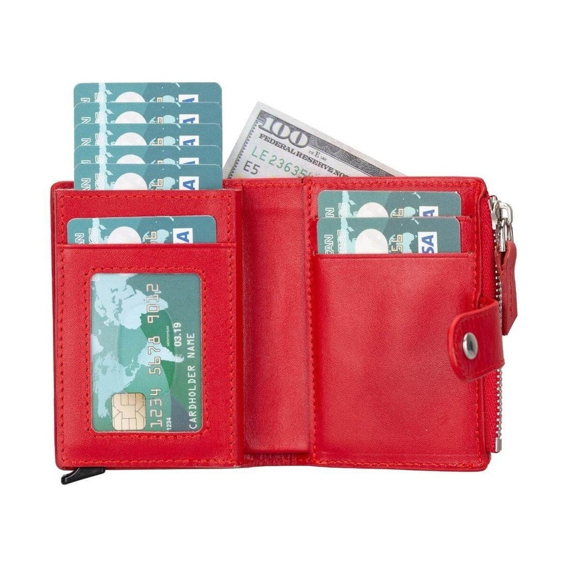 Glenrock Genuine Cowhide Leather Pop Up Card Holder Wallet